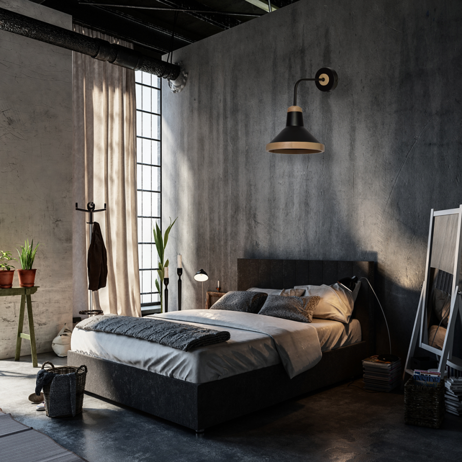 Kinkiet E27 Salma Black Wood