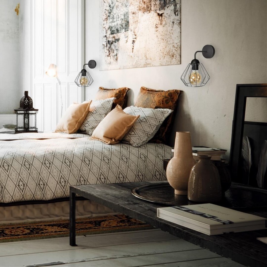 Kinkiety industrialne w sypialni