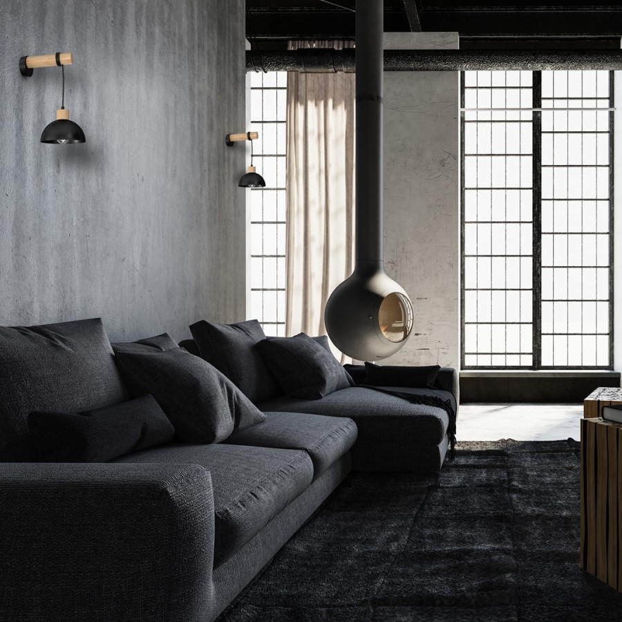 Kinkiety industrialne w salonie