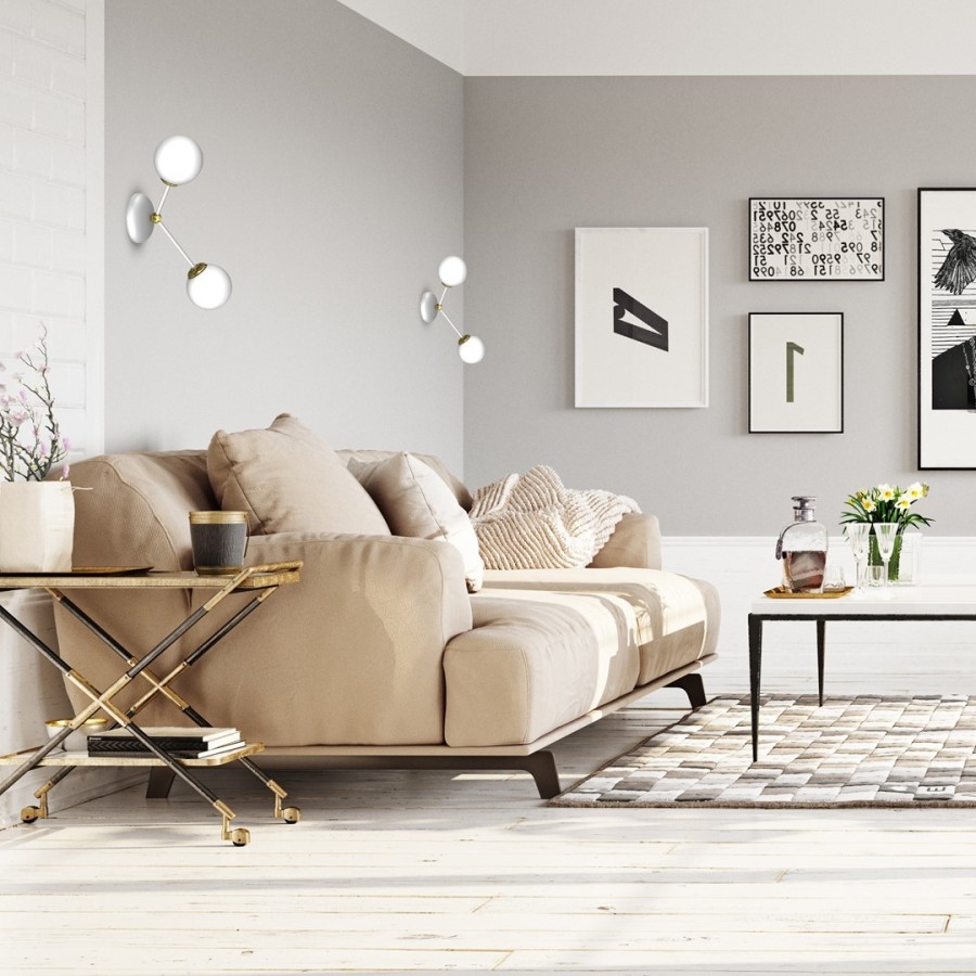 Kinkiety Joy White Gold w salonie