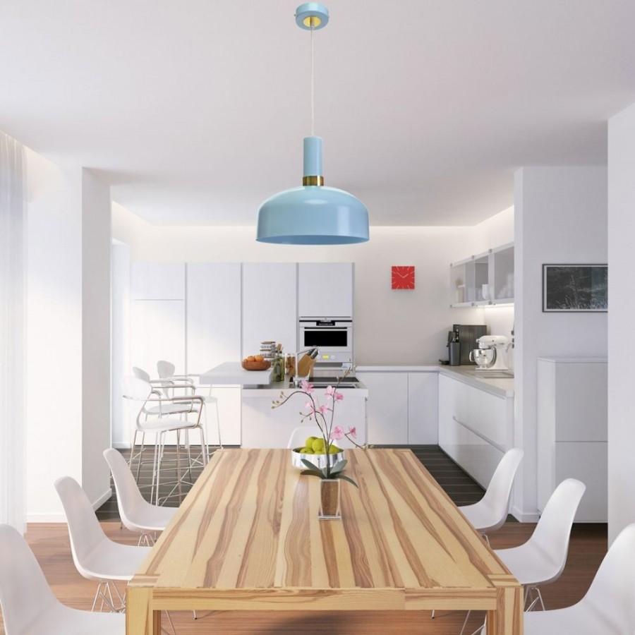 Niebieska lampa wisząca do jadalni