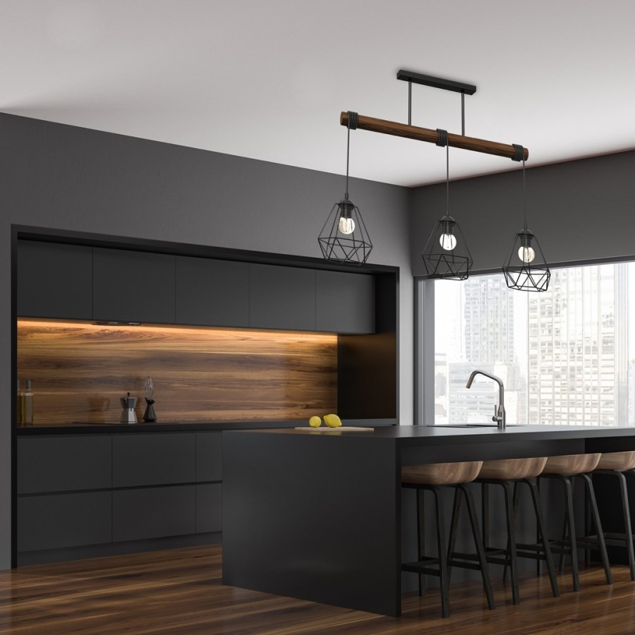 Czarne lampy loftowe do kuchni