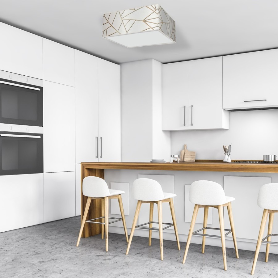 Biała nowoczesna lampa w kuchni