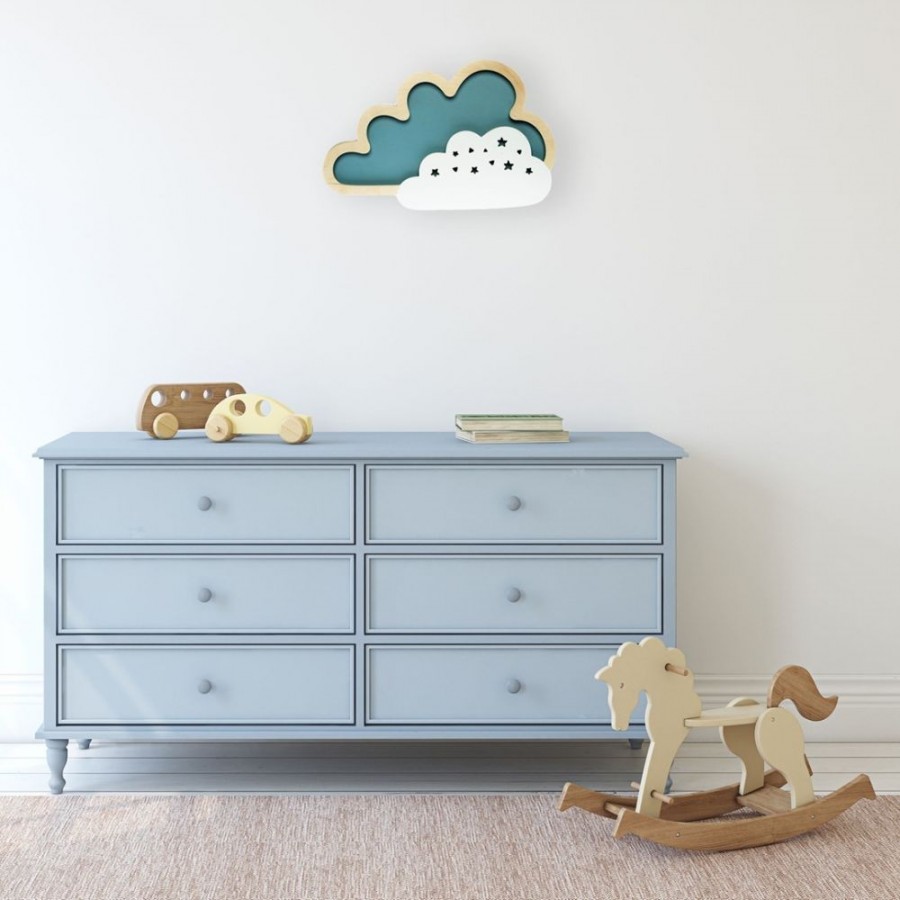 Lampa do pokoju dziecięcego o kształcie chmury