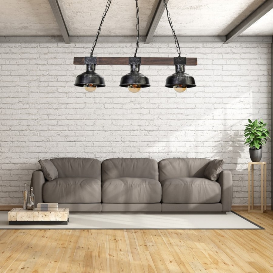 Lampa wisząca z belki drewnianej w stylu loftowym