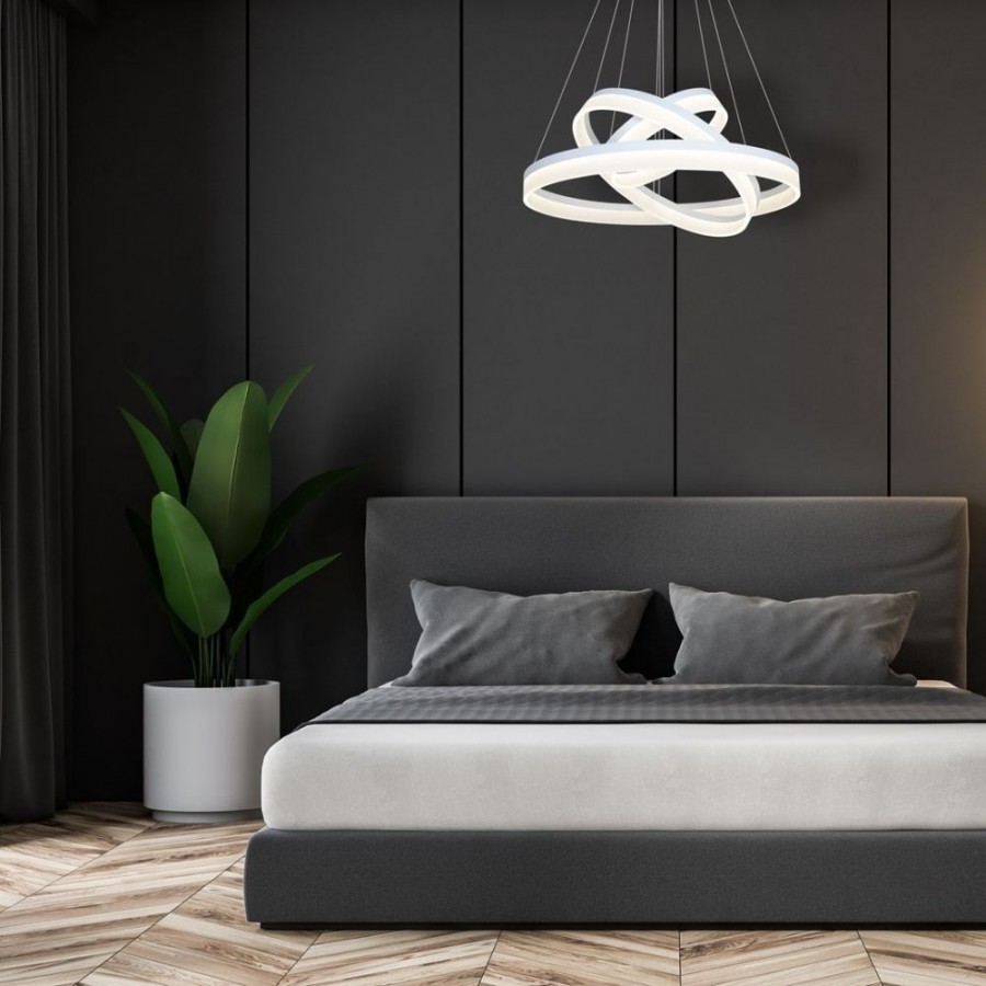 Nowoczesna lampa LED w sypialni - aranżacja