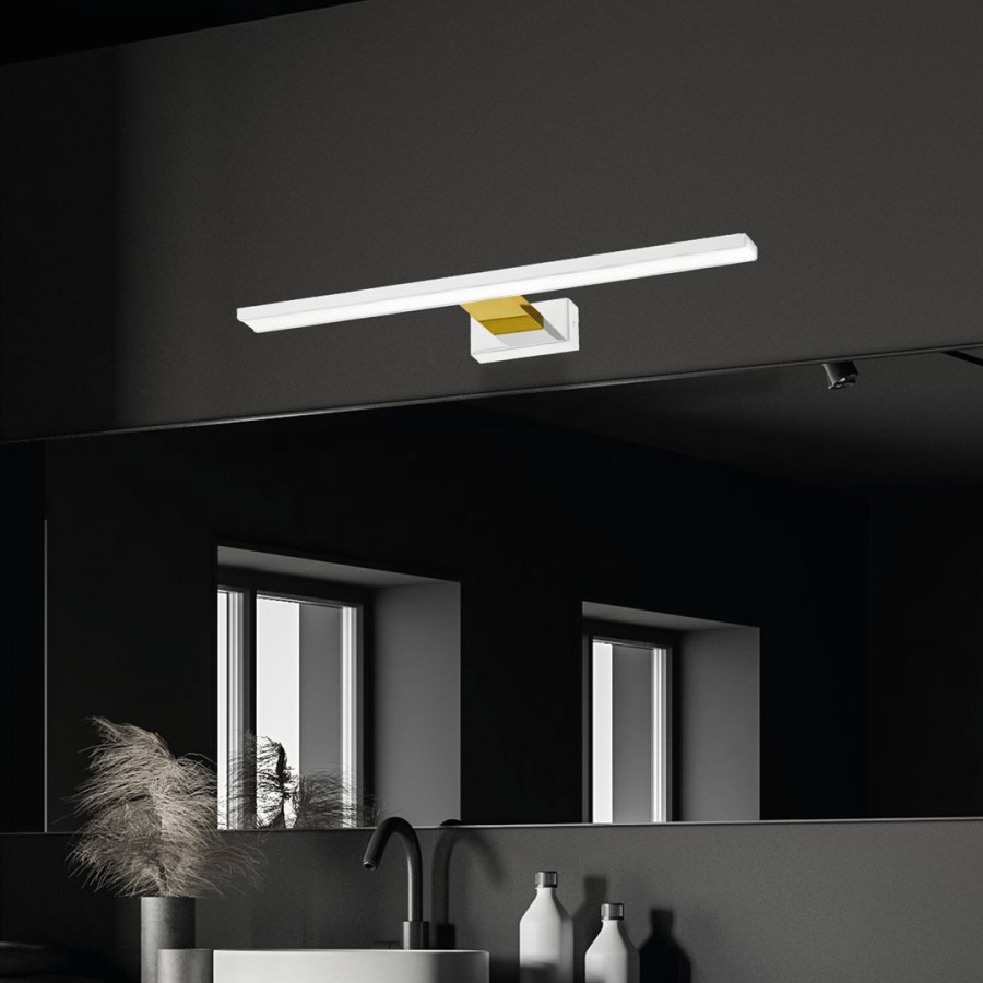Lampa ścienna Shine White/Gold w aranżacji łazienki