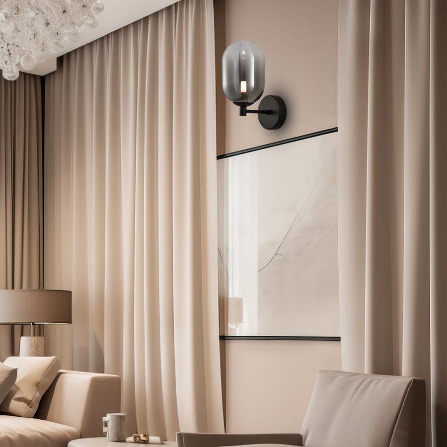 Lampa ścienna w salonie - aranżacja