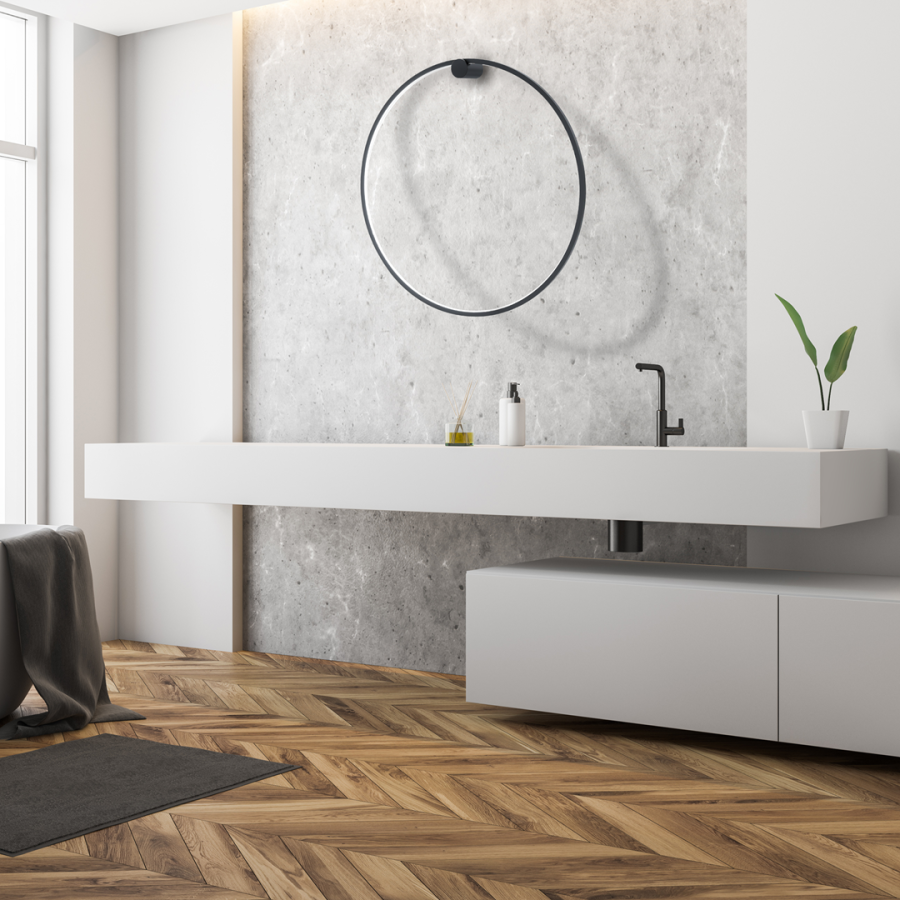 Oświetlenie łazienkowe ścienne w formie okręgu