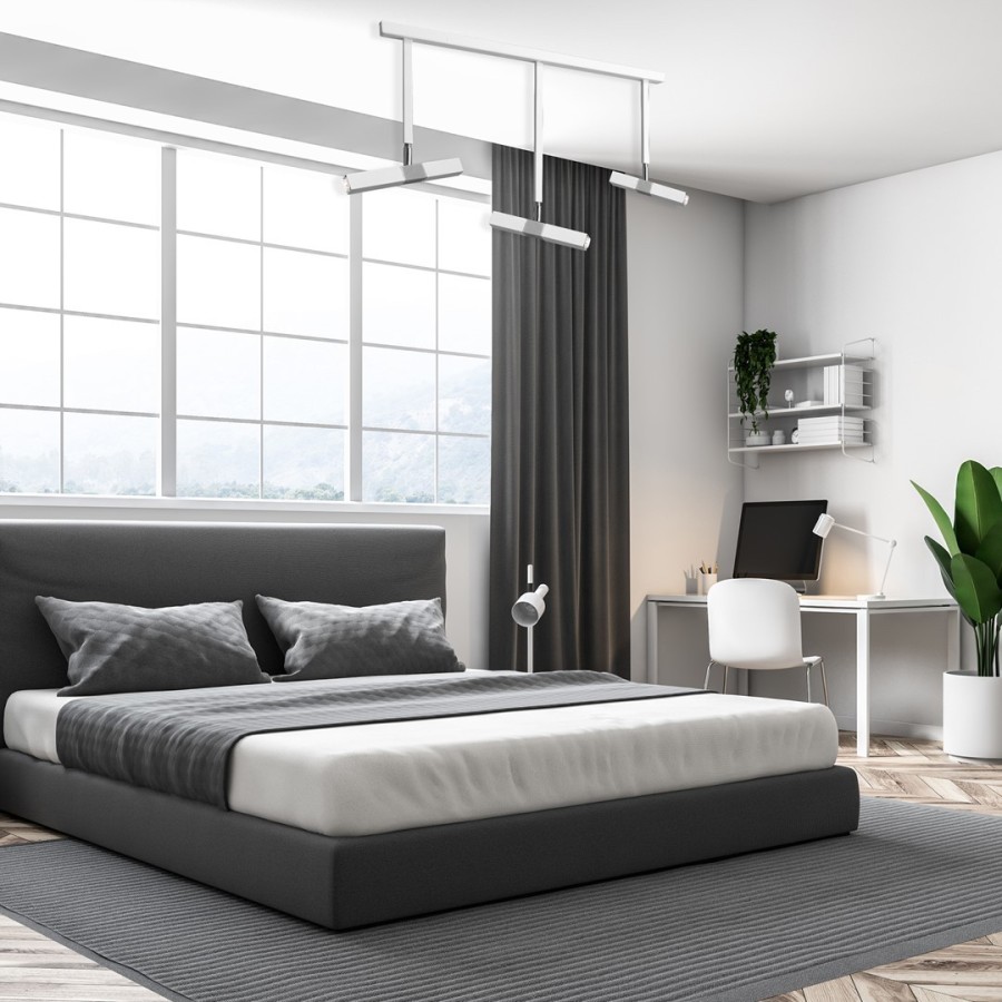 Lampa sufitowa LED Castro White Chrome w sypialni