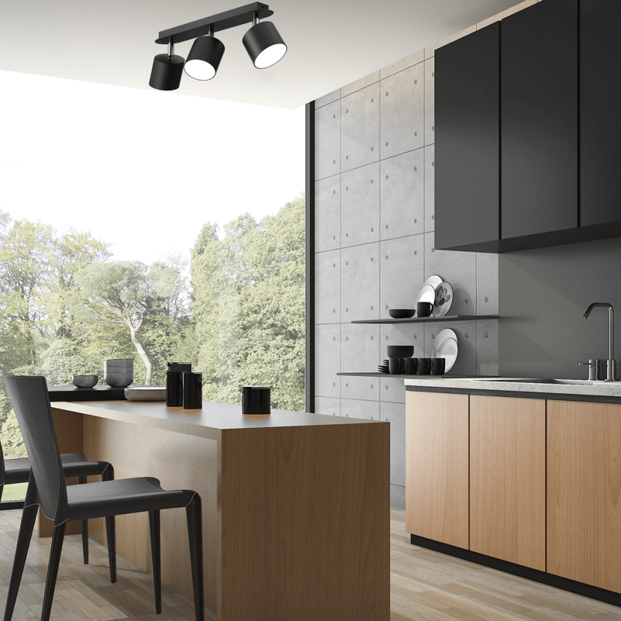 Lampa sufitowa Dixie Black w jadalni