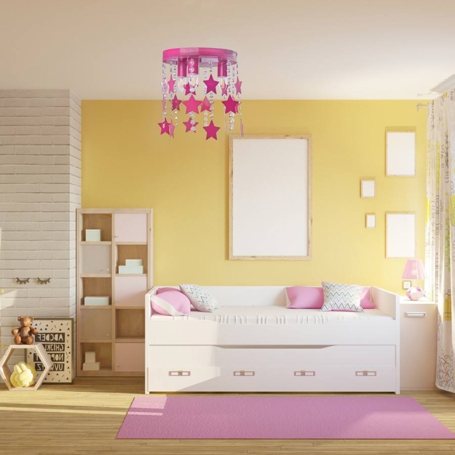 Różowa lampa sufitowa dla dziewczynek