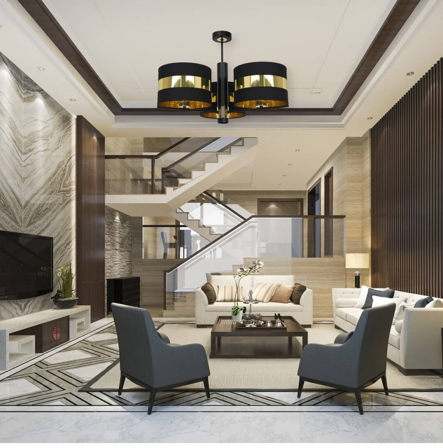 Elagancka lampa sufitowa MiLAGRO w salonie