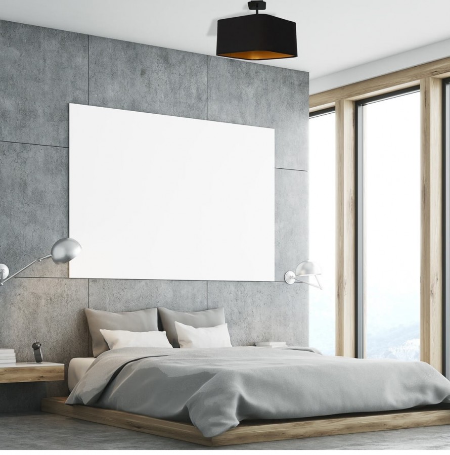 Cazrno-miedziana lampa MiLAGRO w sypialni