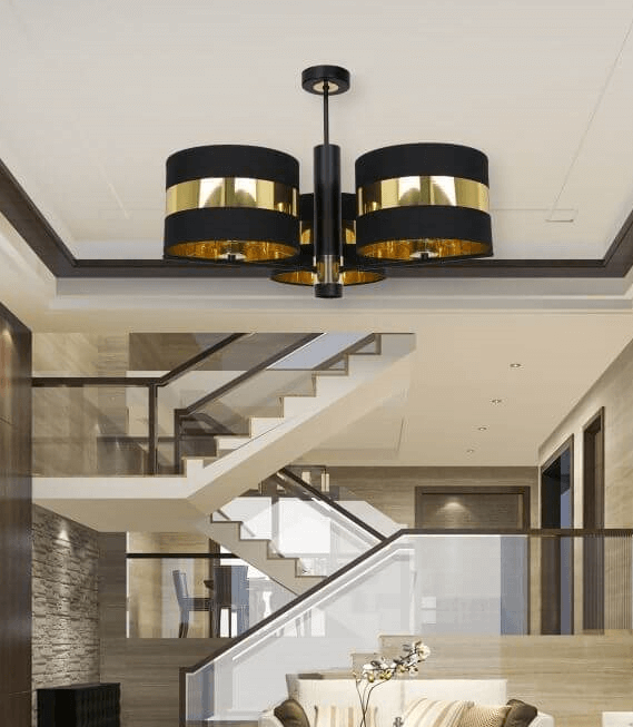 Lampa sufitowa klasyczna PALMIRA BLACK/GOLD 3xE27 w korytarzu 