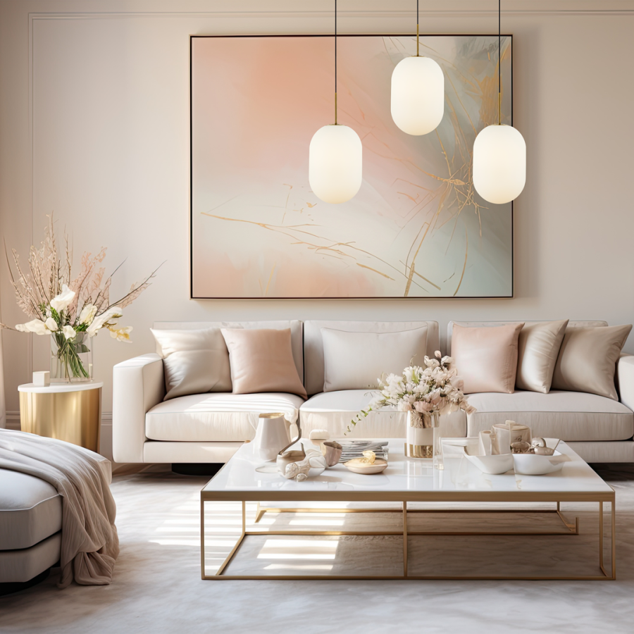 Lampa wisząca Alias Gold w salonie