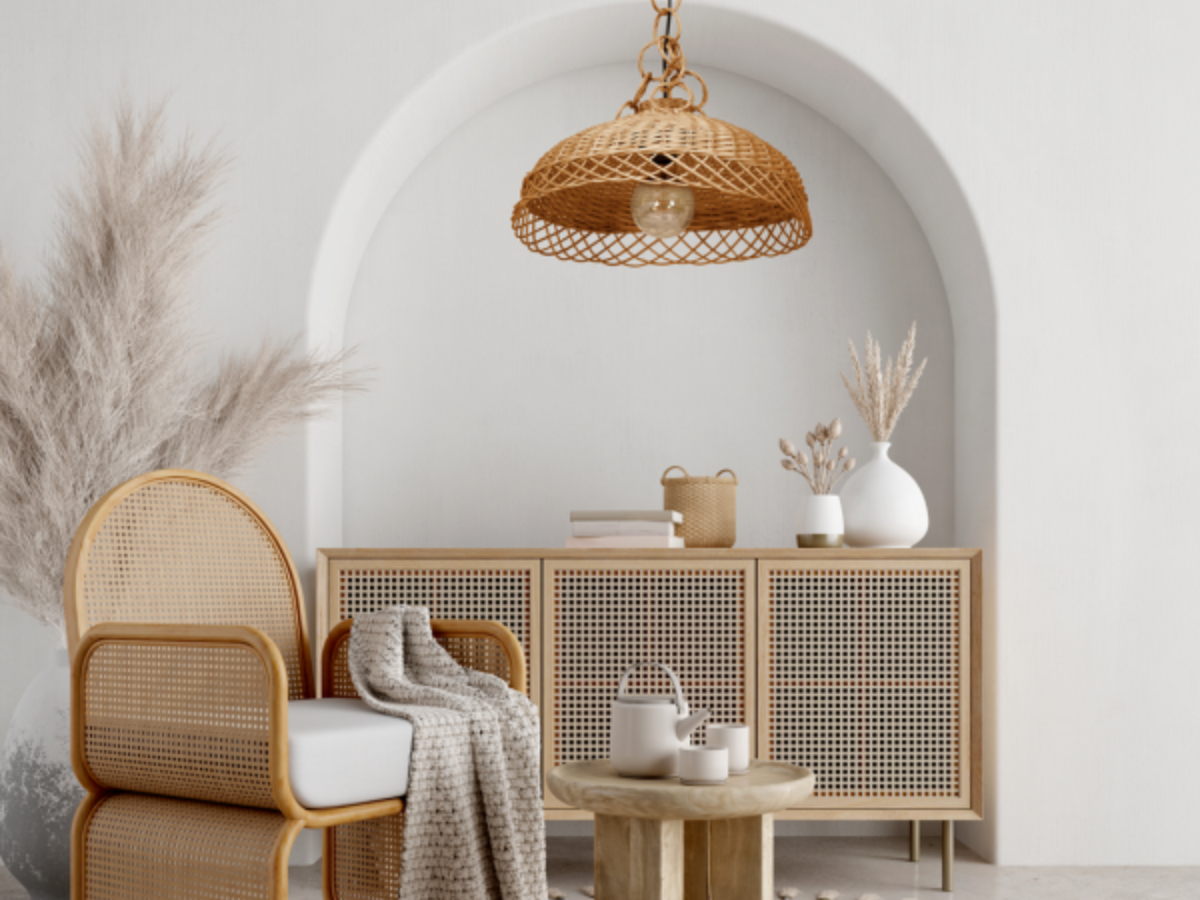 Lampa wisząca boho w salonie