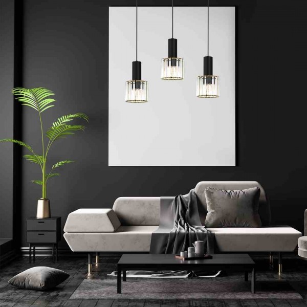 Lampy wiszące Cristal MiLAGRO w salonie nad stolikiem