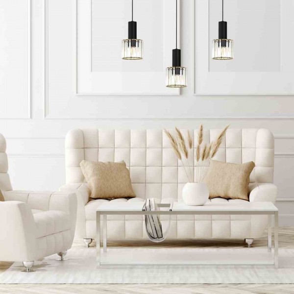 Oświetlenie wiszące Cristal MiLAGRO w salonie nad sofą