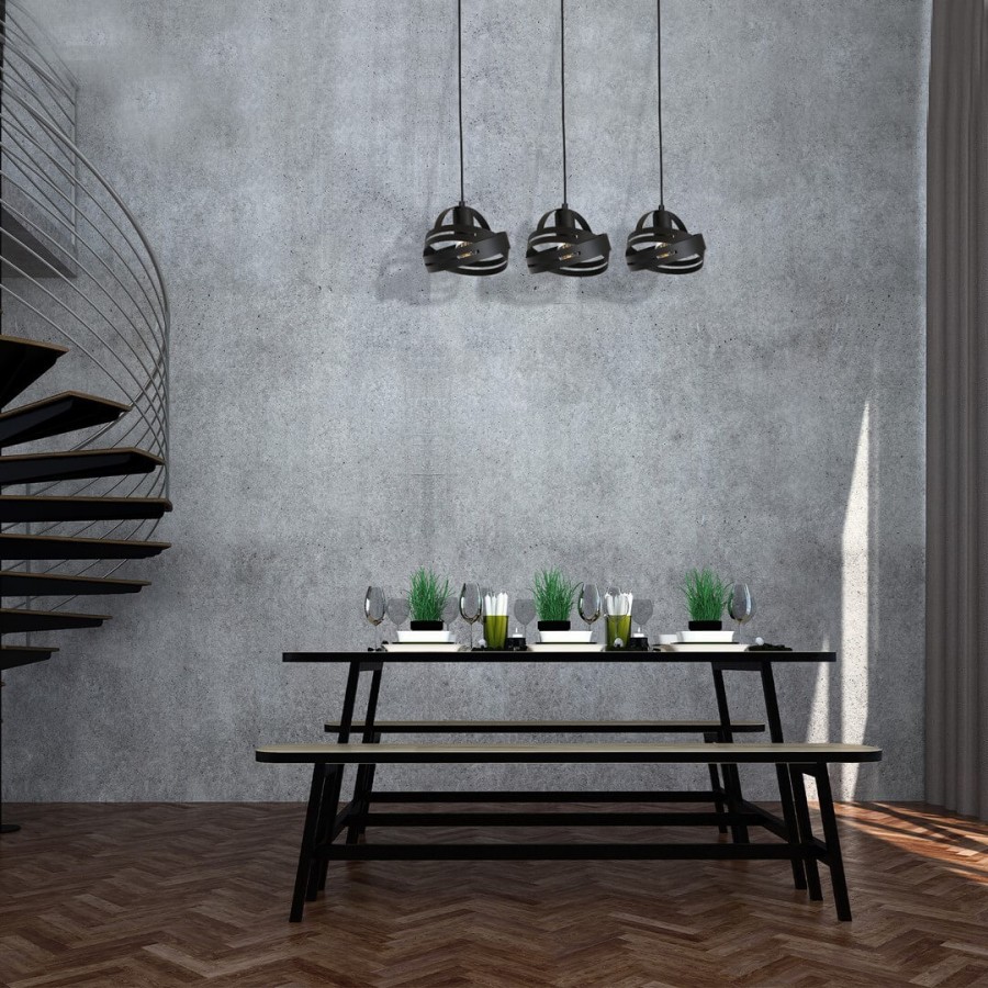Czarna lampa wisząca do kuchni nad stołem 