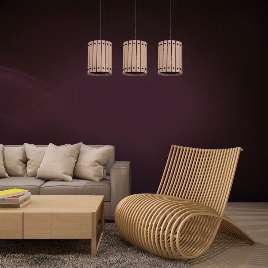 Drewniana lampa wisząca do salonu