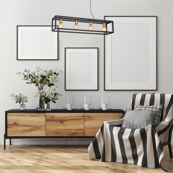 Wisząca lampa loftowa w salonie
