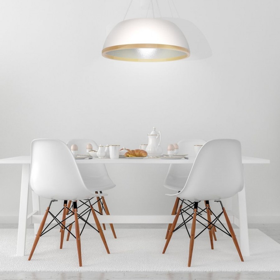 Biała lampa wisząca do jadalni nad stół