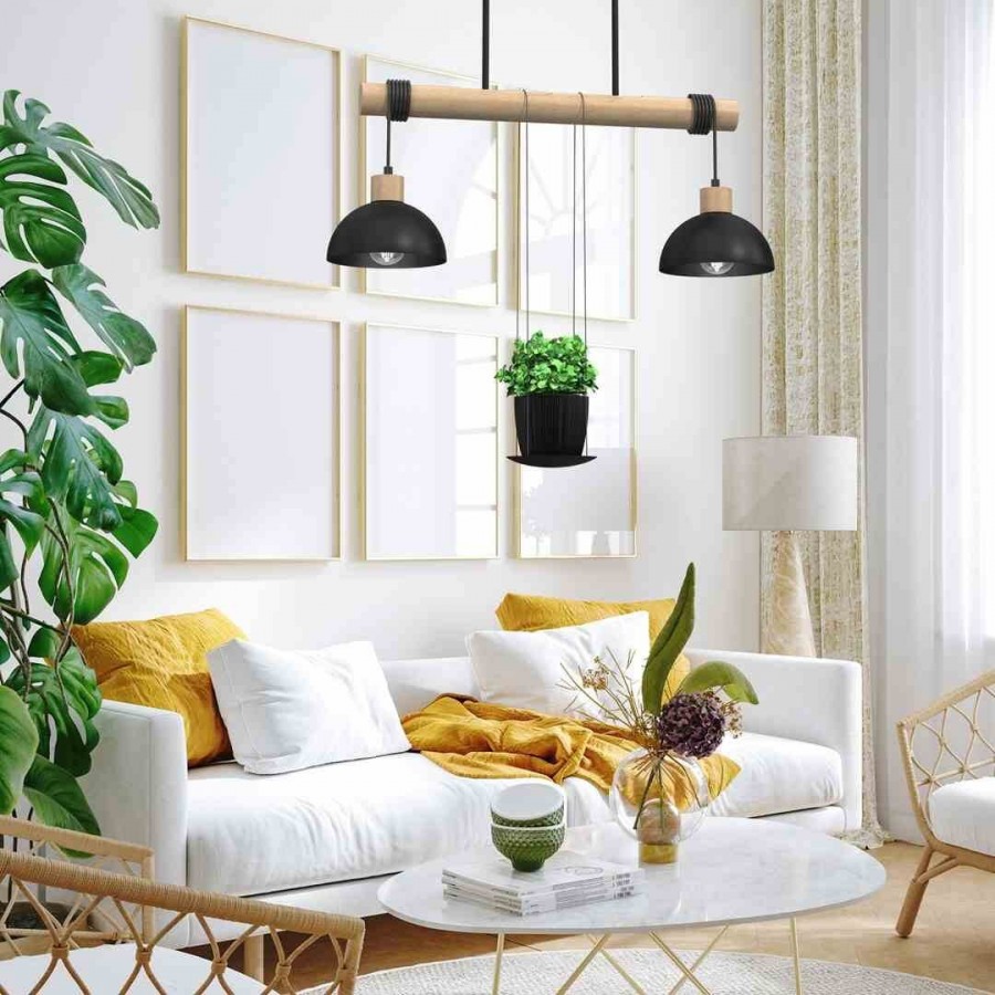 Podwójna lampa wisząca z kolekcji Pianta w salonie