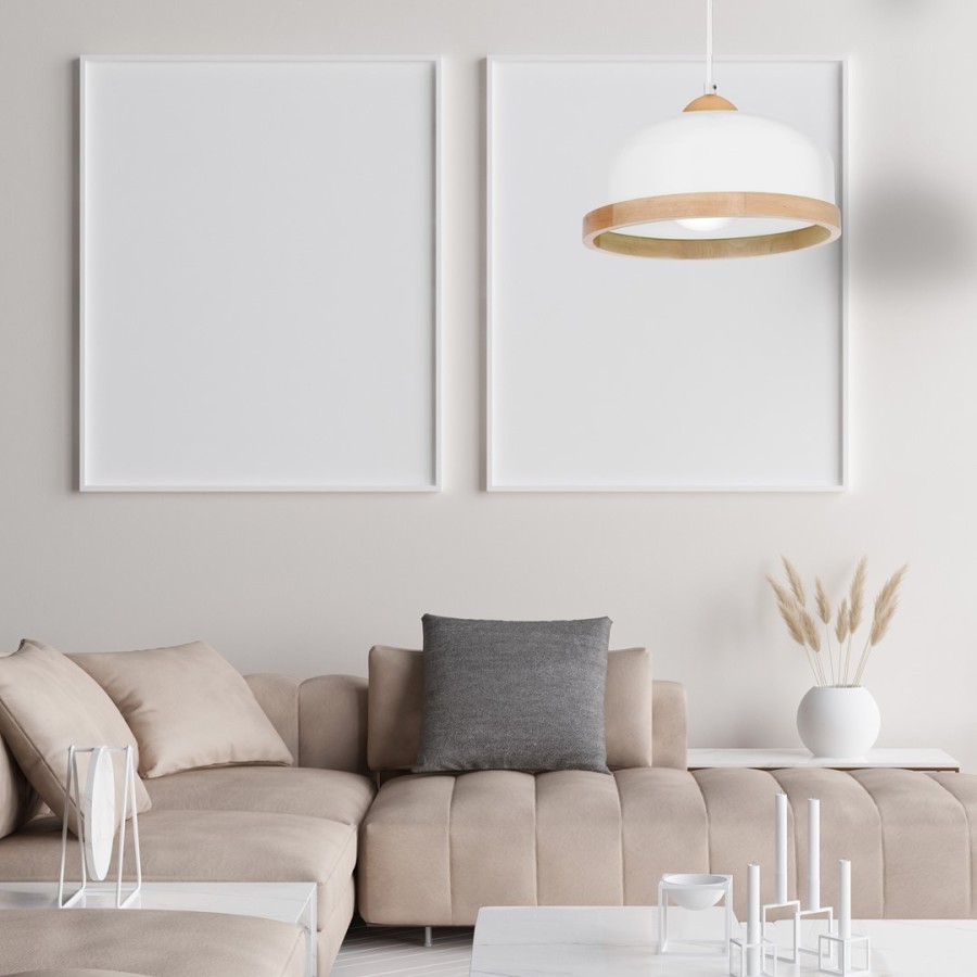 Skandynawska lampa wisząca Studio White w salonie