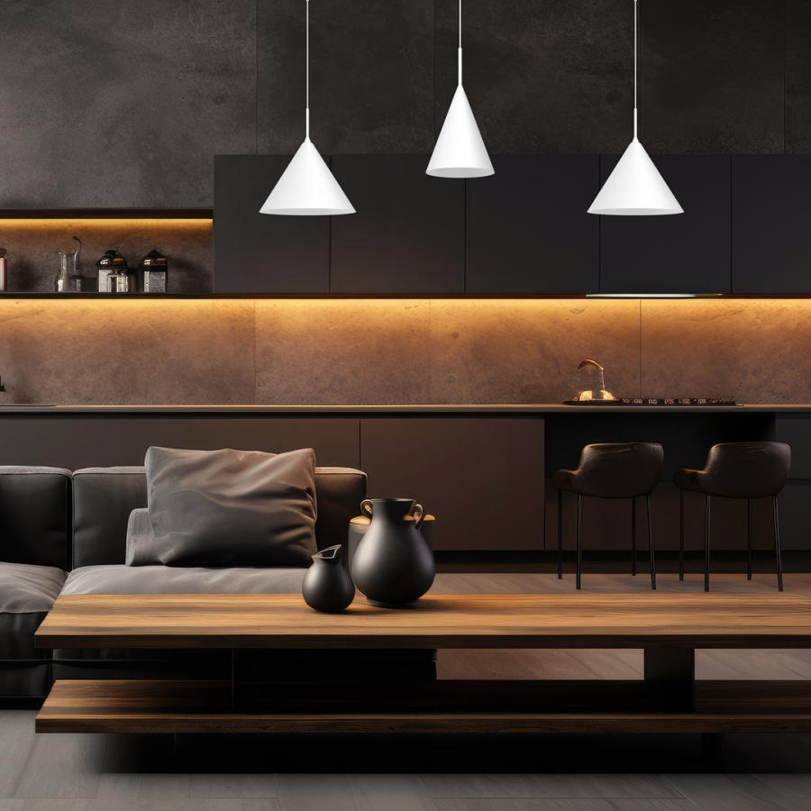 Białe lampy - aranżacja salonu