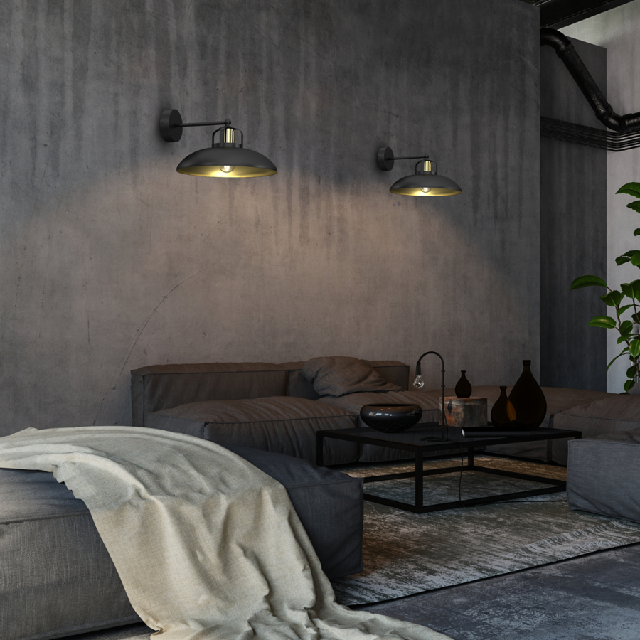 Oświetlenie ścienne loftowe w salonie