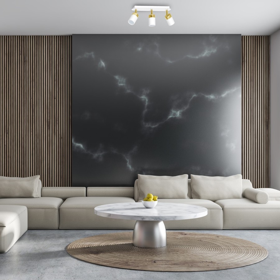 Lampa sufitowa biała nowoczesna - aranżacja w salonie