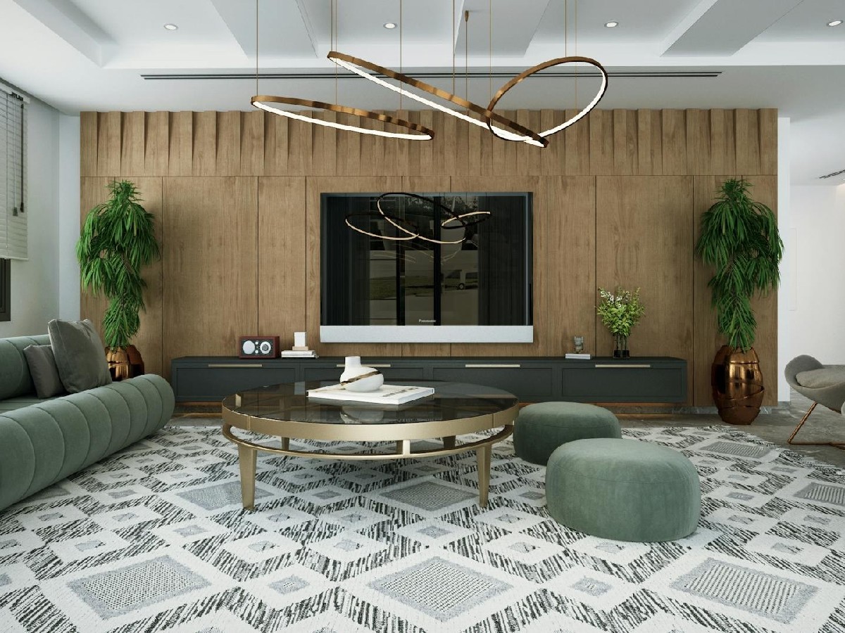 Nowoczesna lampa wisząca LED w salonie