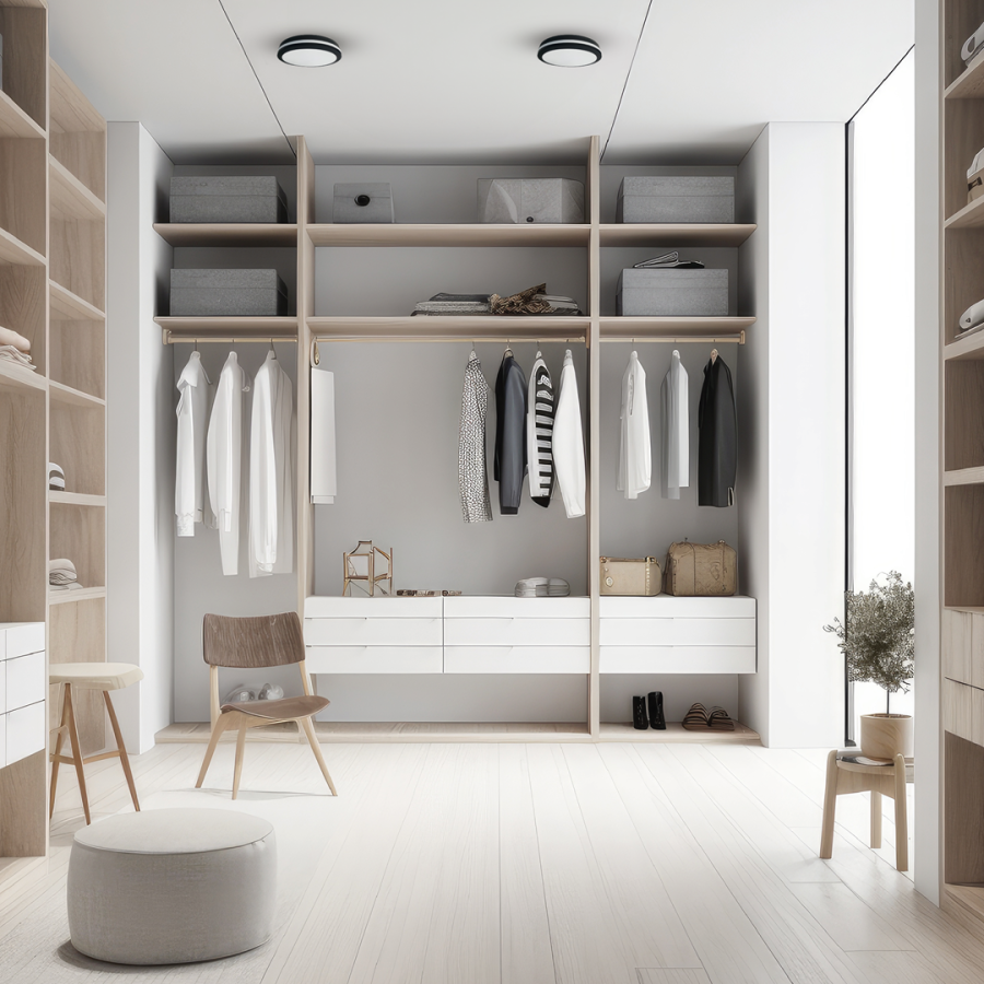 Plafony czarne nowoczesne w garderobie