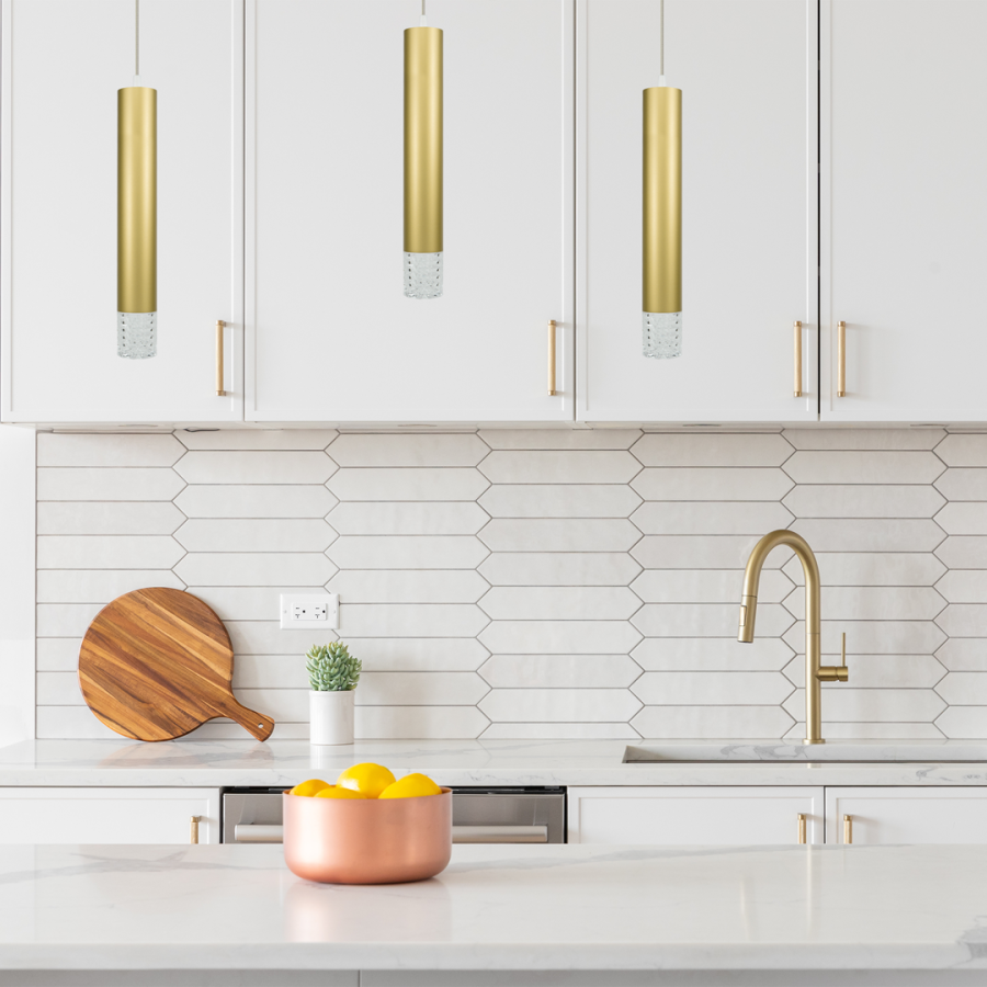 Złote lampy wiszące nowoczesne do kuchni