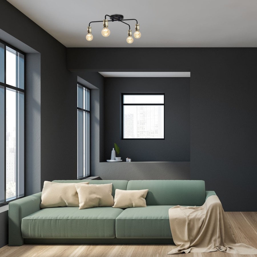 Oświetlenie loftowe sufitowe w salonie