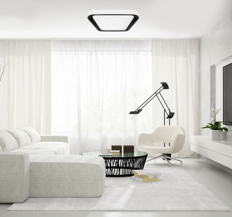 Plafon MiLAGRO Quadro Black w aranżacji w salonie