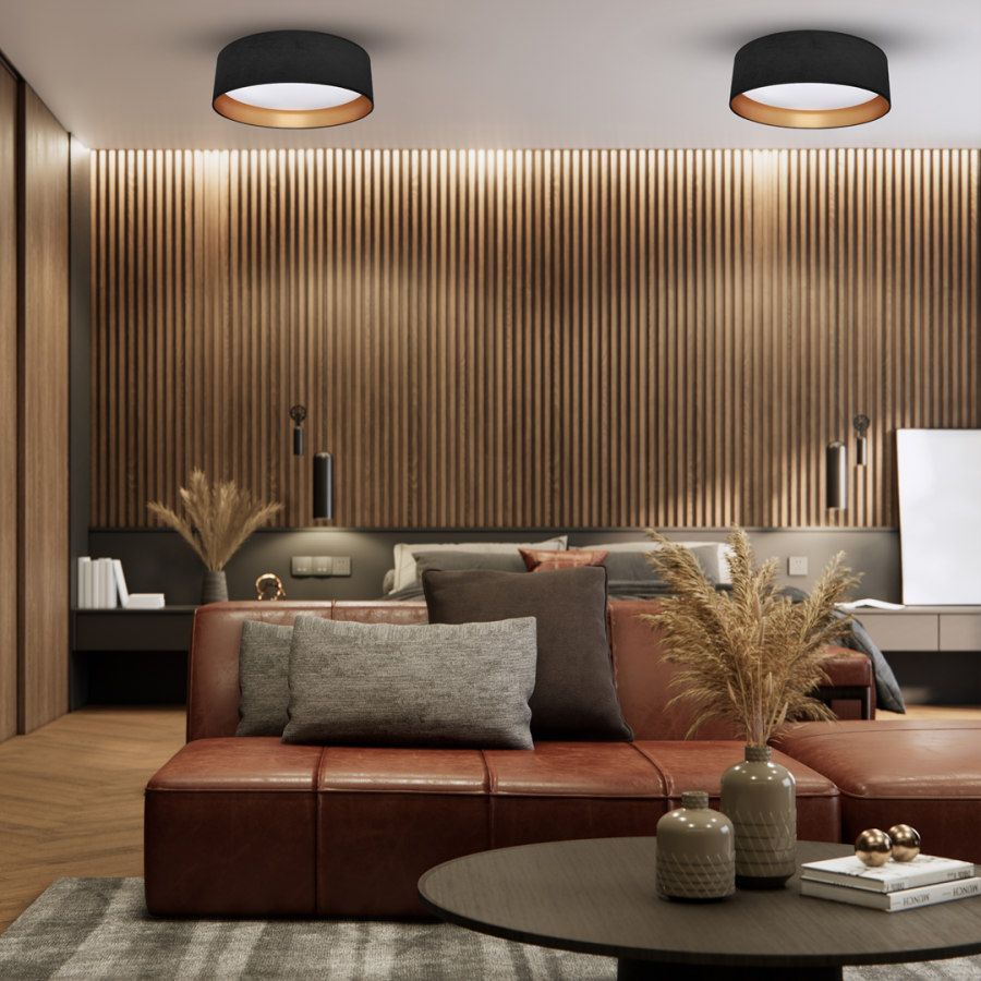 Plafoniera Rondo Black w salonie