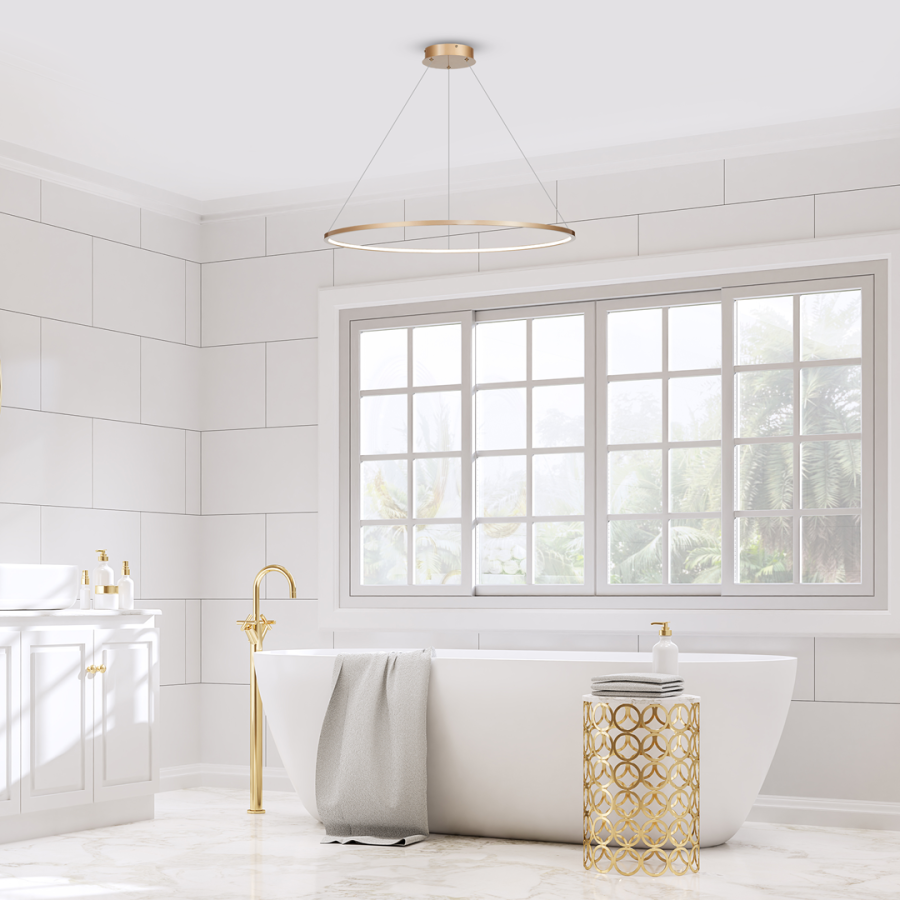 Złota lampa do łazienki