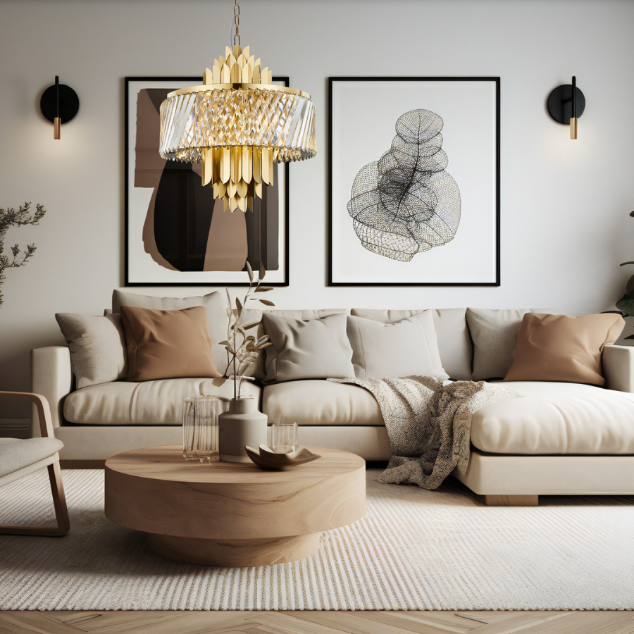 Złoty żyrandol do salonu Margot Gold