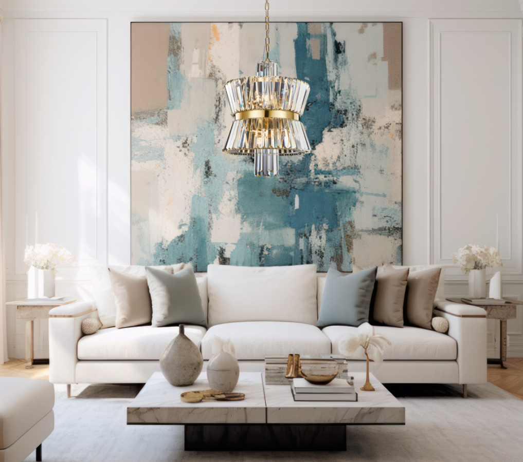 Żyrandol nad stołem w salonie