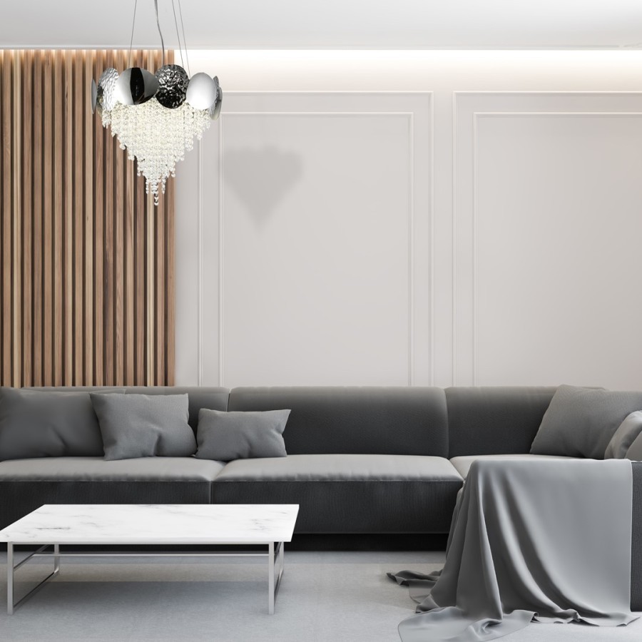 Żyrandol glamour w salonie Ford