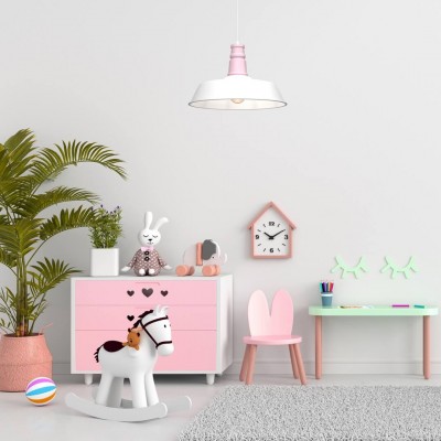 Biało-różowa lampa Enzo w dziecięcym pokoju