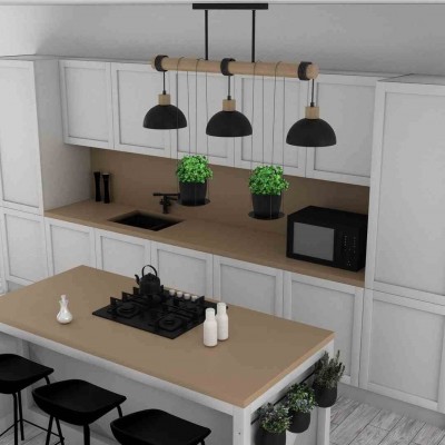 Potrójna lampa Pianta zawieszona nad kuchenną wyspą