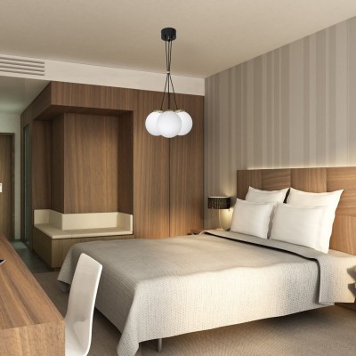 Wisząca lampa Sparta od MiLAGRO w sypialnianej aranżacji