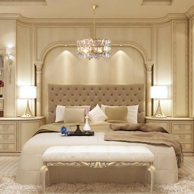 Kryształowy żyrnadol w sypialni