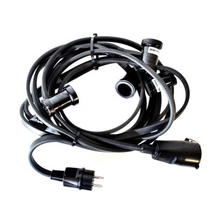 GIRLANDA PROFESJONALNA IP44 CZARNA 12M + GNIAZDO