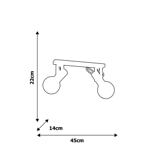 Lampa sufitowa AURIS BLACK 2xE14