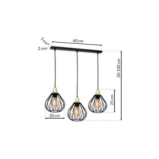 Lampa wisząca KANE BLACK 3xE27