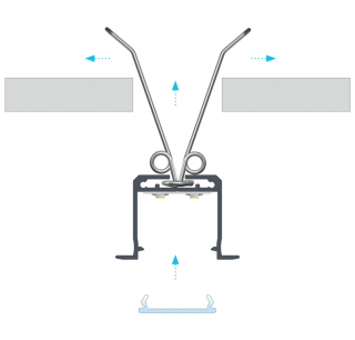 PROFIL ALUMINIOWY SREBRNY TYP K 2m + KLOSZ MLECZNY, SPRĘŻYNA MONTAŻOWA